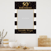 50歳の誕生日 ゴールドとブラックの写真プロップフレーム ポスター (キッチン)