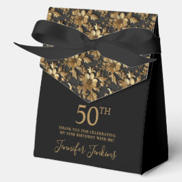 50歳の誕生日 ゴールドフラワー お礼  フェイバーボックス