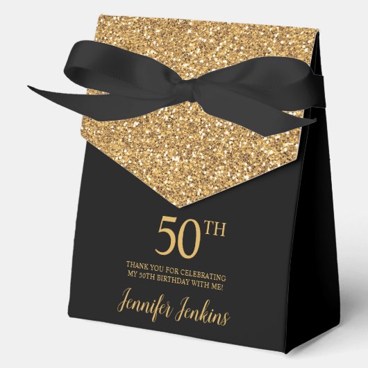 50歳の誕生日 ゴールドラメ ありがとう フェイバーボックス (正面)
