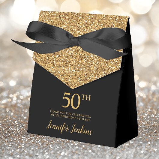 50歳の誕生日 ゴールドラメ ありがとう フェイバーボックス
