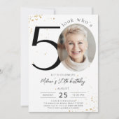 50歳の誕生日 ゴールド招待状 写真付き 招待状 (正面)