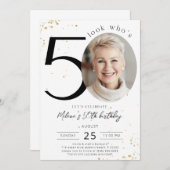 50歳の誕生日 ゴールド招待状 写真付き 招待状 (正面/裏面)