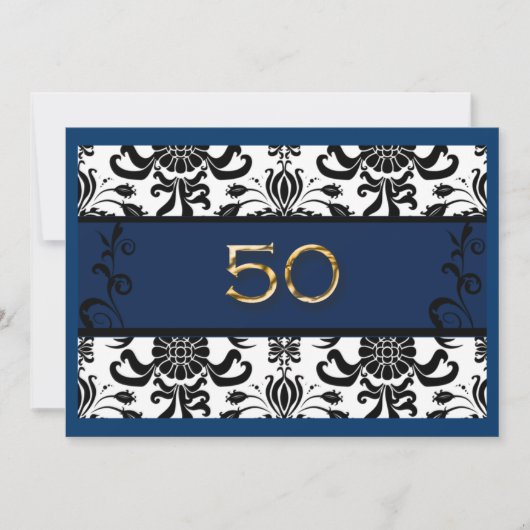 50歳の誕生日 ゴールド箔 インビテーション (正面)