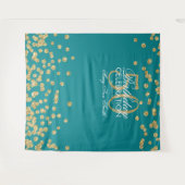 50歳の誕生日 ゴールド ティール色の紙吹雪の背景 タペストリー (正面(横))