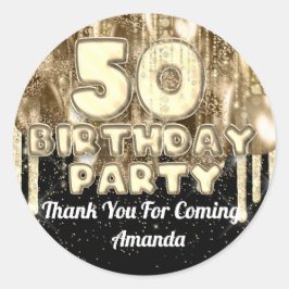 50歳の誕生日 ゴールド バルーン ありがとうございました ラウンドシール
