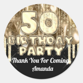 50歳の誕生日 ゴールド バルーン ありがとう 来てくれて 名前 ラウンドシール