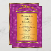 50歳の誕生日 ゴールド ピンク エレガント モダン ご招待 招待状 (正面/裏面)