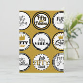 50歳の誕生日 ゴールド ブラック フィフティ ファビュラス パーティー 招待状 (スタンド正面)