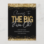 50歳の誕生日 ゴールド ブラック Save the Date ポストカード (正面)