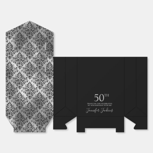 50歳の誕生日 シルバーダマスク お礼 フェイバーボックス (見開き)
