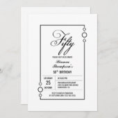 50歳の誕生日 シンプル ブラックフレーム パーティー 招待状 (正面/裏面)