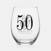 50歳の誕生日 ステムなしワイングラス (正面)
