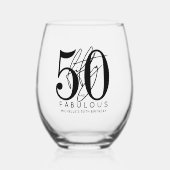 50歳の誕生日 ステムなしワイングラス (正面)