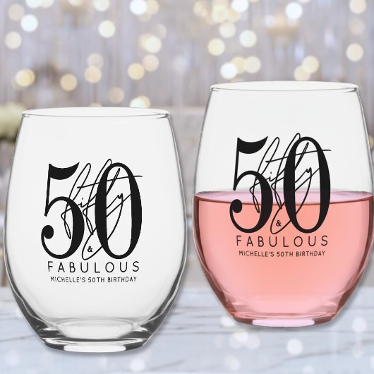 50歳の誕生日 ステムなしワイングラス