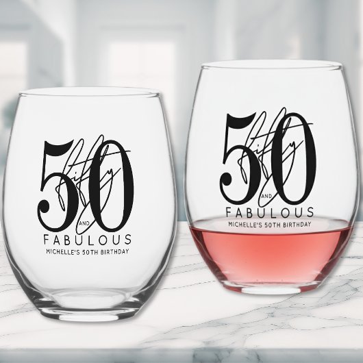 50歳の誕生日 ステムなしワイングラス