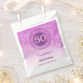 50歳の誕生日 | スパークリング ピンクゴールドのラメ フェイバーバッグ