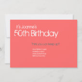 50歳の誕生日 - セクシーな50歳の招待状 招待状 (裏面)