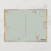 50歳の誕生日 セージグリーン ゴールド 水彩 花 ポストカード (裏面)