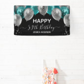 50歳の誕生日 ティール シルバー風船 バナー 横断幕 (インサイチュ)