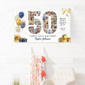 50歳の誕生日 ナンバー50 フォトコラージュ ホワイトゴールド 横断幕 (インサイチュ)