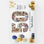 50歳の誕生日 ナンバー50 フォトコラージュ ホワイトゴールド 横断幕 (縦)