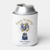 50歳の誕生日 ネイビーブルーのバルーンケーキ 缶クーラー (缶正面)