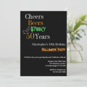 50歳の誕生日 ハロウィン 乾杯 ビール 怖いパーティー 招待状 (スタンド正面)