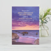 50歳の誕生日 ビーチ 海 目的地 クールな夕焼け 招待状 (スタンド正面)