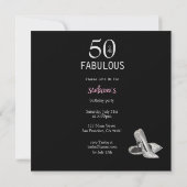 50歳の誕生日 ピンクのグリッターとダイヤモンドの招待状 招待状 (裏面)