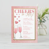 50歳の誕生日 | ピンクのシャンパン 招待状 (スタンド正面)