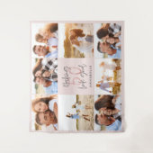 50歳の誕生日 ピンクの女の子らしいグリッター フォト コラージュ タペストリー (正面)