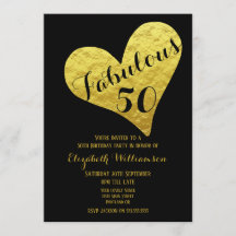 50歳の誕生日 ファビュラス50 ブラック | 偽のゴールドハート