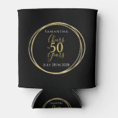 50歳の誕生日 ブラックゴールドパーティー おめでとう 缶クーラー (正面)