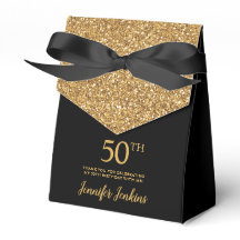 50歳の誕生日 ブラックゴールドラメサンクスギフト