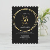 50歳の誕生日 ブラックゴールド おめでとう50年 パーティー 招待状 (スタンド正面)