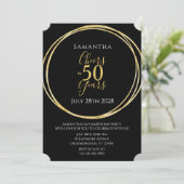 50歳の誕生日 ブラックゴールド おめでとう50年 パーティー 招待状 (スタンド正面)