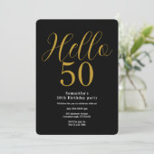 50歳の誕生日 ブラックゴールド シックな誕生日 招待状 (スタンド正面)