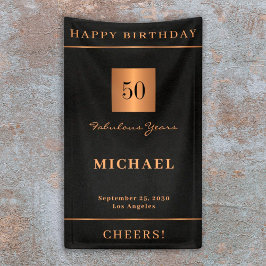 50歳の誕生日 ブラックゴールド ハッピーバースデーパーティー 横断幕