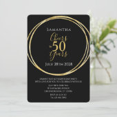 50歳の誕生日 ブラックゴールド 乾杯 50年 招待状 (スタンド正面)