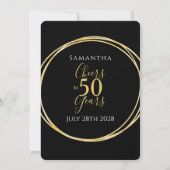 50歳の誕生日 ブラックゴールド 乾杯 50年 招待状 (裏面)