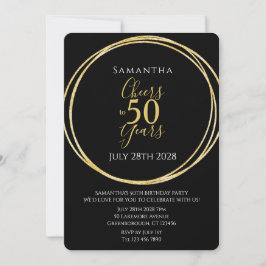 50歳の誕生日 ブラックゴールド 乾杯 50年 招待状
