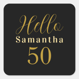 50歳の誕生日 ブラックゴールド 名前入り 誕生日 スクエアシール