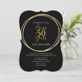 50歳の誕生日 ブラックゴールド 祝50年 招待状 (スタンド正面)