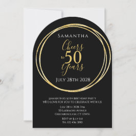 50歳の誕生日 ブラックゴールド 50年の軌跡を祝おう 招待状