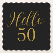 50歳の誕生日 ブラック ゴールド 誕生日 ペーパーコースター (正面)