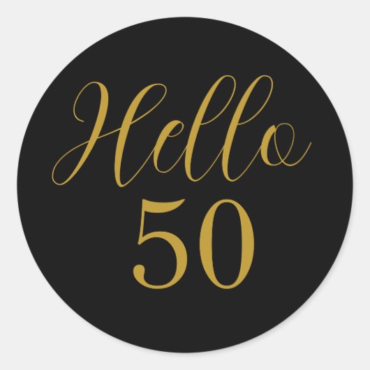 50歳の誕生日 ブラック ゴールド 誕生日 ラウンドシール (正面)