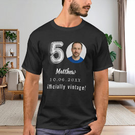 50歳の誕生日 ブラック シルバー 写真 オフィシャリーヴィンテージ Tシャツ