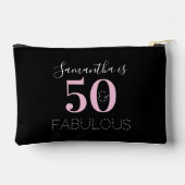 50歳の誕生日 ブラック ピンク 名入れ アクセサリーポーチ (裏面)