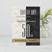 50歳の誕生日 ブラック＆ホワイト セーブザデート (スタンド正面)