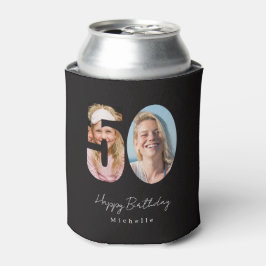 50歳の誕生日 ブラック 2枚の写真 缶クーラー